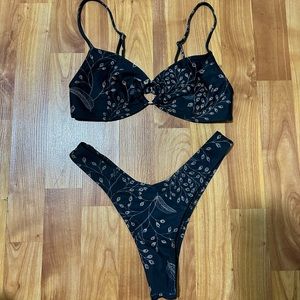 Coral swimwear X black bikini set